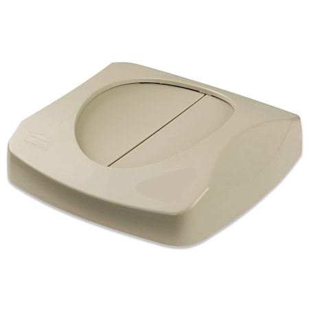 Rubbermaid Commercial Swing Top Lid, Beige, Plastic, 16 in W/Dia FG268988BEIG